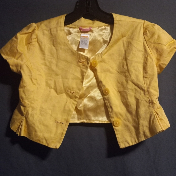 EUC Gymboree Spring Dressy Girls 10/12  Yellow Cropped Jacket - Picture 5 of 8
